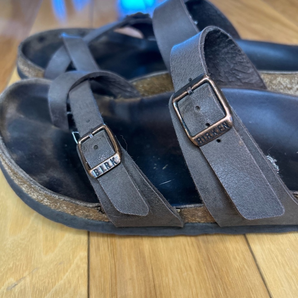 Birkenstock Women’s Mayari Strappy Brown Leather Sandals with Buckles - Picture 3 of 9